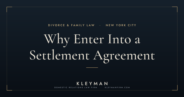 divorce settlement agreement — Kleyman Law Firm